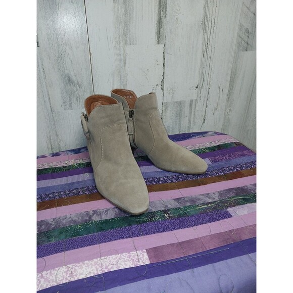 Aquatalia Fiamma Leather Suede Water Resistant Taupe Sz 9 Ankle Boots - Picture 1 of 12